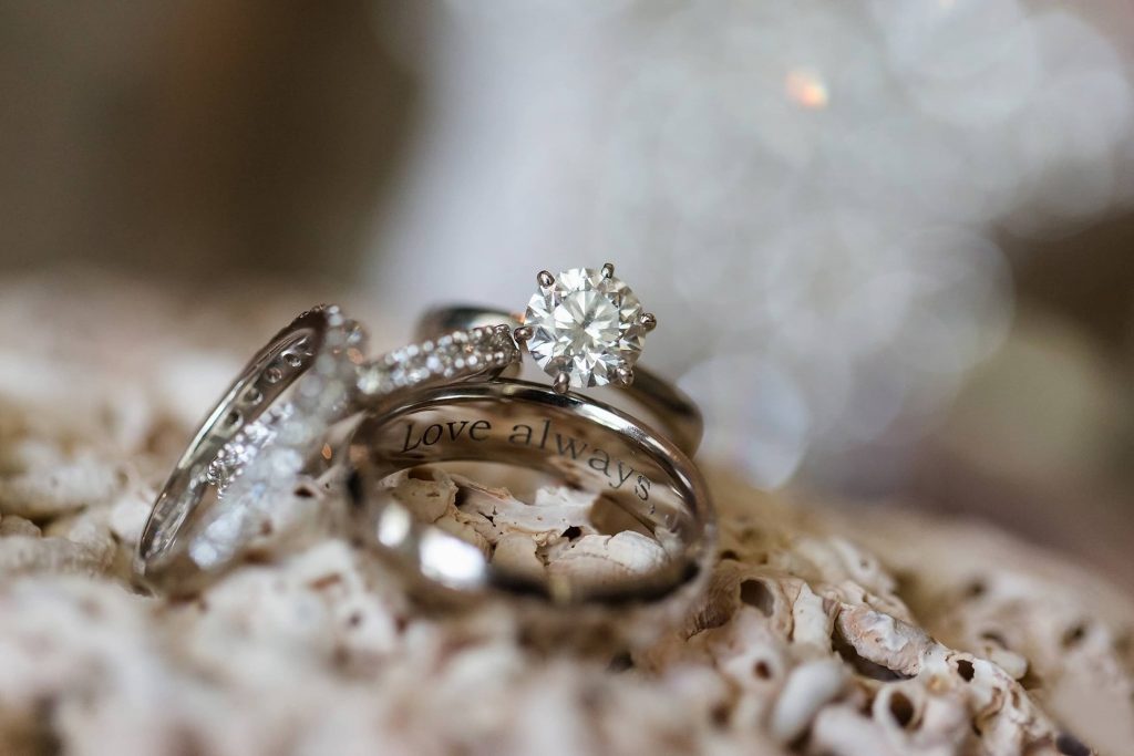 Diamond ring with Love Always engraved into the band